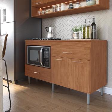 Imagem de Balcão Para Cooktop 1,40m 5 Bocas 2 Portas Turim Nature