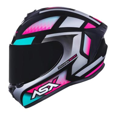 Imagem de Capacete ASX Draken Spirit Preto Tiffany e Prata-Feminino