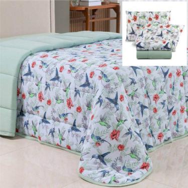 Imagem de Coordenado Edredom e Lençol Queen Sonho Bom em Malha 5 Peças - Verde -