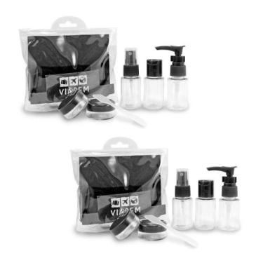 Imagem de 2 Kit De Frascos P/ Viagem De 7 Peças - Jacki Design Preta/preta