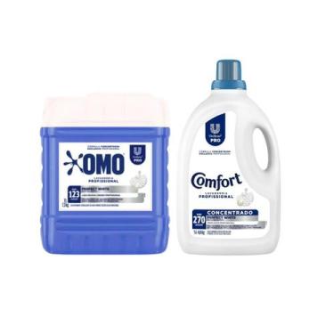 Imagem de Kit Lava Roupas Omo Perfect White 7L + Amaciante Perfect White 5L