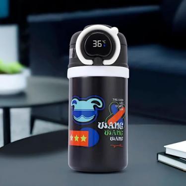 Imagem de Garrafa Térmica Infantil 550ml LCD Termômetro Preta - ShopMix