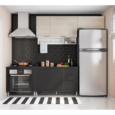 Imagem de Cozinha Compacta Bartira Rubi com 5 Portas, 3 Gavetas e 3 Prateleiras - 202,2cm de largura