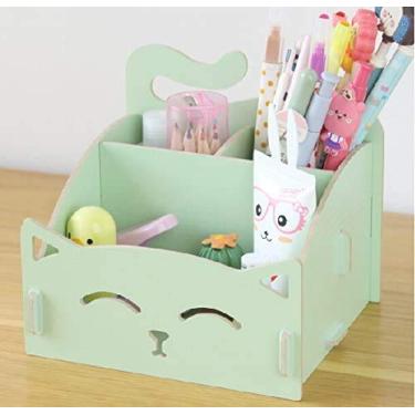 Imagem de Organizador de canetas dobráveis DIY Exquiste Artwork para mesas de mesas rosa, Verde