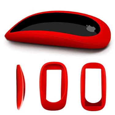 Imagem de Capa elástica contra poeira para Apple Magic Mouse 1 e 2, capa protetora de silicone antiarranhões bolsa de transporte, Vermelho