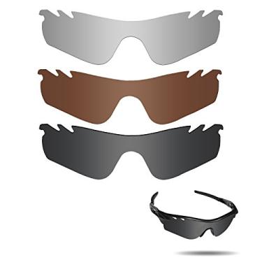 Imagem de Lentes de reposição polarizadas antiágua salgada Fiskr para Oakley RadarLock Path Ventilado Pacote com 3 pares, Stealth Black & Metallic Silver & Bronze Brown, 0