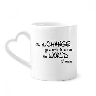 Imagem de Caneca Be Change See World com citação de café cerâmica copo de coração de vidro