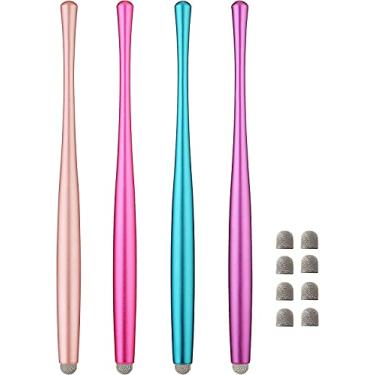 Imagem de CCIVV canetas Stylus de cintura fina para tela sensível ao toque, compatíveis com iPad, iPhone, Kindle Fire + 8 pontas de fibra híbrida extra substituíveis (rosa, roxo, azul, ouro rosa)
