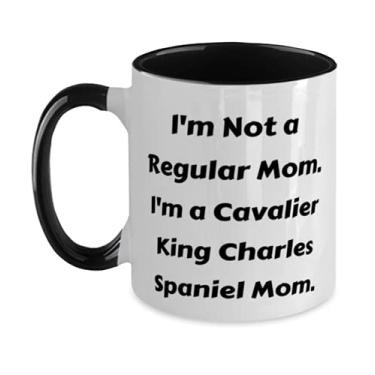 Imagem de I'm Not a Regular Mom I'm a Cavalier. Caneca de dois tons de 325 ml, presente de cachorro Cavalier King Charles Spaniel de amigos, copo exclusivo para amantes de animais de estimação