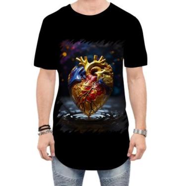 Imagem de Camiseta Longline Coração De Ouro Líquido Gold Heart 6 - Kasubeck Stor