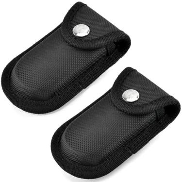Imagem de 2 peças de bainha de nylon para canivetes, bainha de cinto dobrável com alça de cinto, estojo multiferramentas de 10 cm, preto