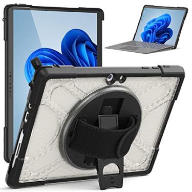 Imagem de Junfire Capa à prova de choque para Microsoft Surface Go4/Surface Go3/Surface Go2, capa protetora de 10,5 polegadas com alça de mão/suporte giratório de 360°/suporte de caneta, compatível com capa