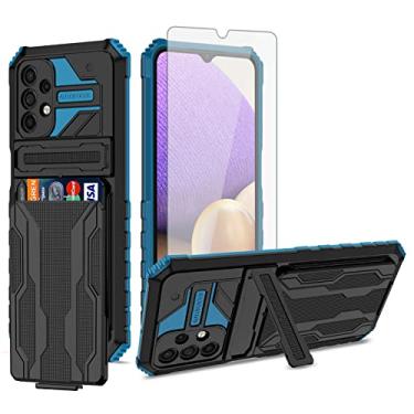 Imagem de Asuwish Capa de telefone para Samsung Galaxy A32 5G 2021 6,5 polegadas com protetor de tela de vidro temperado e suporte para cartão celular Gaxaly M32 G5 Galaxies A 32 32A S32 SM-A326U A326U Mulheres