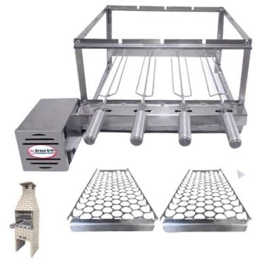 Imagem de Brasa Grill Tradicional Gira 4 Espetos para Churrasqueira Pré Moldada 