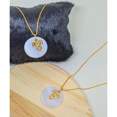 Imagem de Colar Cordão Filhos Folheado Ouro 18k Dourado Pingente Madrepérola Men