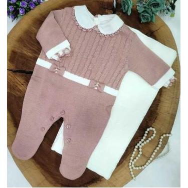 Imagem de Saída Maternidade Tricô laço ki2 - locomotiva, Rosé, rn