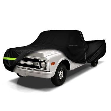 Imagem de Capa de carro à prova d'água compatível com Chevy C10 C20 K10 K20 K20 padrão acessórios de cama curta de cabine curta, 420D capas de carro para todos os climas com zíper e trava para proteção de carro, poeira, neve, chuva, granizo