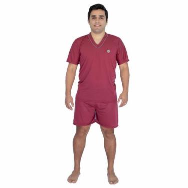 Imagem de Pijama Masculino Verão Camisa Manga Curta com Short Curto Liso - Pijam