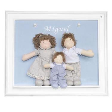 Imagem de Porta Maternidade Quadro Luz de Led Família com Bebê Menino Quarto Beb