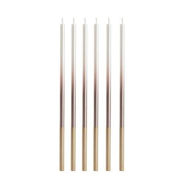 Imagem de Vela Palito Gigante Dégradé Pérola com Rose Gold 15 cm - 1 unidade Pct