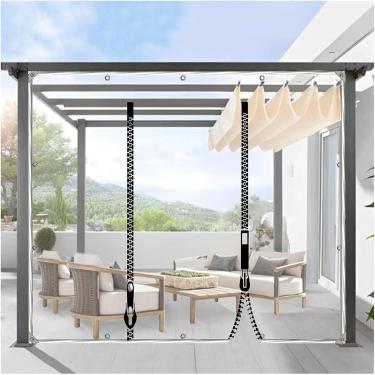 Imagem de Painéis laterais de lona transparente, cortinas de lona transparente de 0,3 mm, cortinas laterais de pérgula/gazebo, painéis laterais de lona impermeável para exteriores com ilhós, LxA, 300