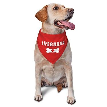 Imagem de vercosee Lifeguard Cachecol Bandana para Cachorro de Estimação para Cachorro de Praia Acessórios de Piscina, Bandana, Bandana de Cachorro de Segurança (Vermelho)