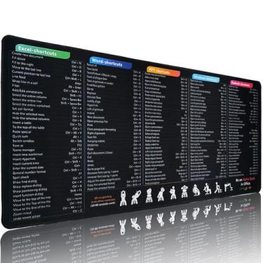 Imagem de SHINYHARBOR Tapete de mouse com atalhos de teclado, Windows/Excel/Word/PPT/Outlook, tapete de mesa com folha de referências, grande XXL para presentes de agradecimento de funcionários e colegas de