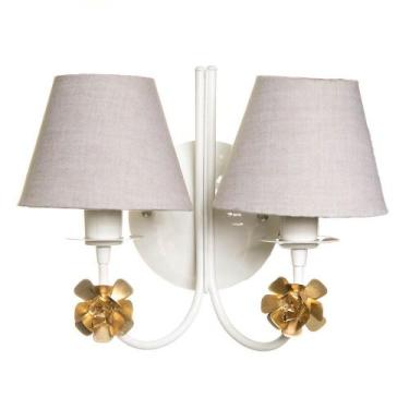 Imagem de Arandela 2 Lâmpadas Flores Douradas Quarto Bebê Infantil - Potinho de 