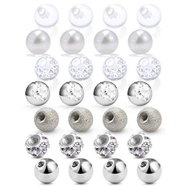 Imagem de SCERRRING Bola de 14 g para Piercing de Bolas de Substituição Rosca Externa Língua Industrial Piercing de Barriga Piercing de Piercing de Barra de Piercing de Joia Corporal 5 mm 28 peças