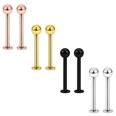 Imagem de Kridzisw 16G 316L Aço Inoxidável Labret Cheek Língua Anéis Barbell Piercing Corporal Joia 4 mm Tamanho da Barra 14 mm-19 mm Comprimento da barra Disponível 8 peças de cores mistas