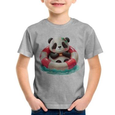 Imagem de Camiseta Infantil Ursinha  Relaxando Na Piscina - Foca na Moda, Cinza,
