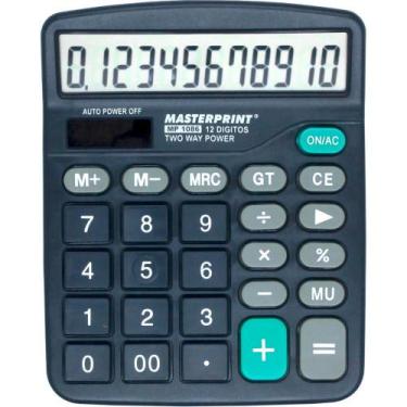 Imagem de Calculadora de Mesa MP 1086 12 Dígitos AZUL/CINZA com Pilha e Solar - 