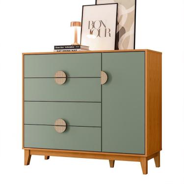 Imagem de Cômoda Sapateira Ipê 1 Porta e 4 Gavetas - Móveis Albatroz Cinamomo/Sálvia