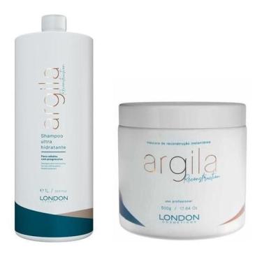 Imagem de Kit London Argila Reconstruction Shampoo 1L + Mascara 500Ml