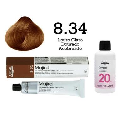 Imagem de Coloração Majirel 8.34 Louro Claro Dourado Acobreado + Emulsão Oxi 20 