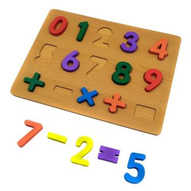 Imagem de Brinquedo Educativo Quebra Cabeça Encaixe Númerico Números Matemática 