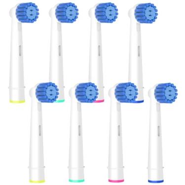 Imagem de Pacote com 8 cabeças de escova de substituição para cuidados com gengivas sensíveis compatíveis com escova de dentes elétrica Oral b Braun. Cerdas macias para limpeza superior e suave.