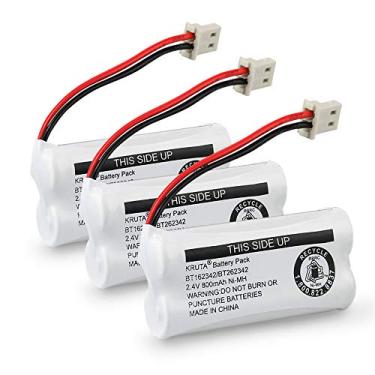 Imagem de Kruta BT162342 BT262342 Baterias para telefone sem fio compatíveis com BT183342 BT283342 BT166342 BT266342 VTech CS6114 CS6419 CS6719 at&T EL52300 CL801111111 Hand. Conjunto de telefone (pacote com 3)