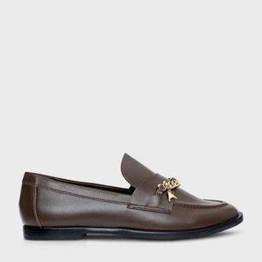 Imagem de Loafer Carrano Chain Charm Couro Brown   Feminino-Feminino
