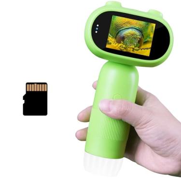 Imagem de TINYLENS Microscópio GreenPeek para crianças com tela de 5.1 cm 1000 x bolso portátil digital para crianças, cartão de 32 GB, kit de ciência educacional infantil, presente para crianças de 4 a 12 anos