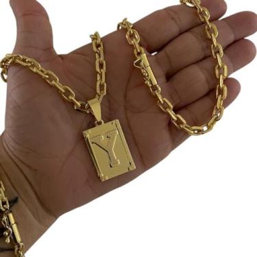 Imagem de Kit Cadeado 7mm + Pingente Letra Banhado a Ouro 18K - ToJoia18k