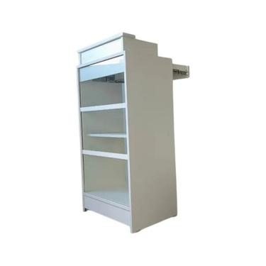 Imagem de Balcão Caixa Vitrin Lojas E Comércios 100% Mdf Branco Desmontado - Suprema Móveis
