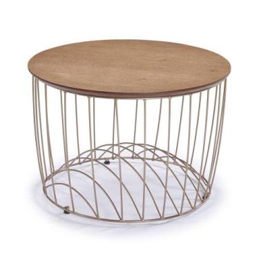 Imagem de Mesa de Centro Quil Tampo Amendoa Base Cobre 90cm - 59765 - Sun House