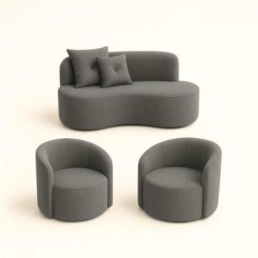 Imagem de Conjunto Decorativo 02 Poltronas + Sofá Curvo Orgânico Nature Gaia Sue