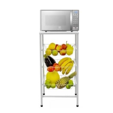 Imagem de Fruteira De Chão Com 3 Cestos Removíveis De aço Tampo extra Forte