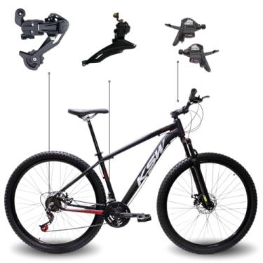 Imagem de Bicicleta Aro 29 KSW XLT 21 Marchas Quadro Alumínio Cabeamento Interno Freio Hidráulico MTB (Preto Vermelho Branco, 21)