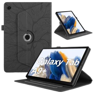 Imagem de TIPOYOROO Capa giratória para Samsung Galaxy Tab A9 Plus 2023, capa de couro PU, leve, com suporte para caneta para Galaxy Tab A9 + 11 polegadas, versão 2023, preta