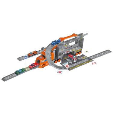 Imagem de DM Toys Caminhão Garagem 5 Carrinhos e Acessórios Laranja