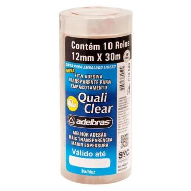 Imagem de Fita Adesiva Adelbras Transparente 12mm X 30m Kit Com 10