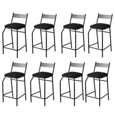 Imagem de Kit 8 Banquetas Gourmet Para Bancada Ou Cozinha Ibiza Preto - GAT MAGA